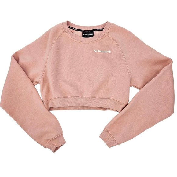 Alphalete Tops - Alphalete Cropped Classic Crew Sweatshirt Pink Women's XS Athleisure Lounge Wear